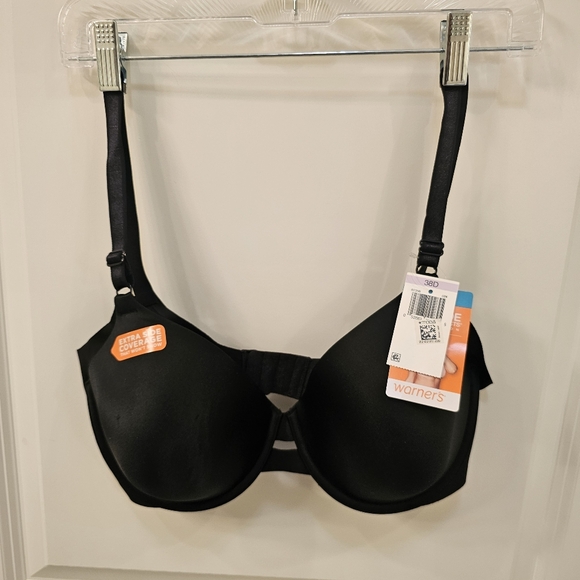 Warners Black No Side Effects Underarm-Smoothing Comfort Underwire Bra Size 38D - Picture 2 of 7